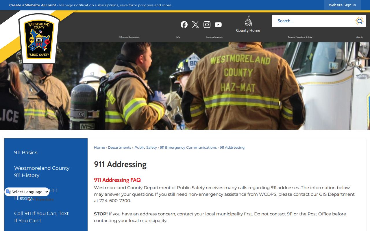 Hempfield Township ZIP code directory county GIS 911 address workflow