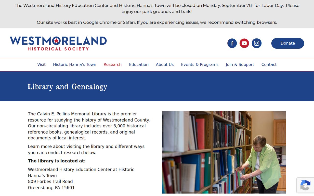 Hempfield Township past residents research at Pollins Memorial Library